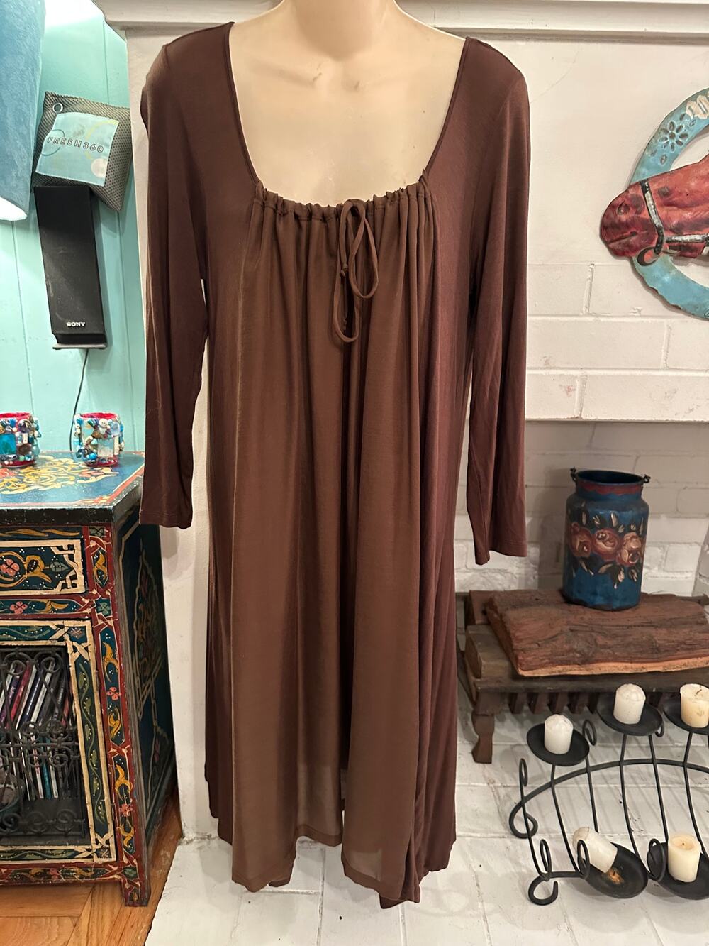 VINTAGE 90's Y2K MIDNIGHT CAROLE HOCHMAN SATIN TOUCH MODAL NIGHTGOWN DRESS S
